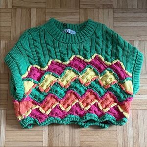 Zara Multicolor Cable Knit Sweater